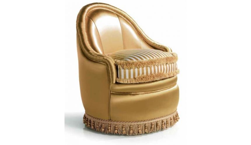 CHAIRS, Leather, Upholstered, Accent Stunning Precious Metals Furniture Set