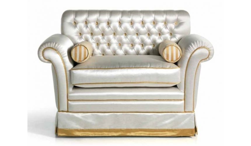 CHAIRS, Leather, Upholstered, Accent Stunning Precious Metals Furniture Set
