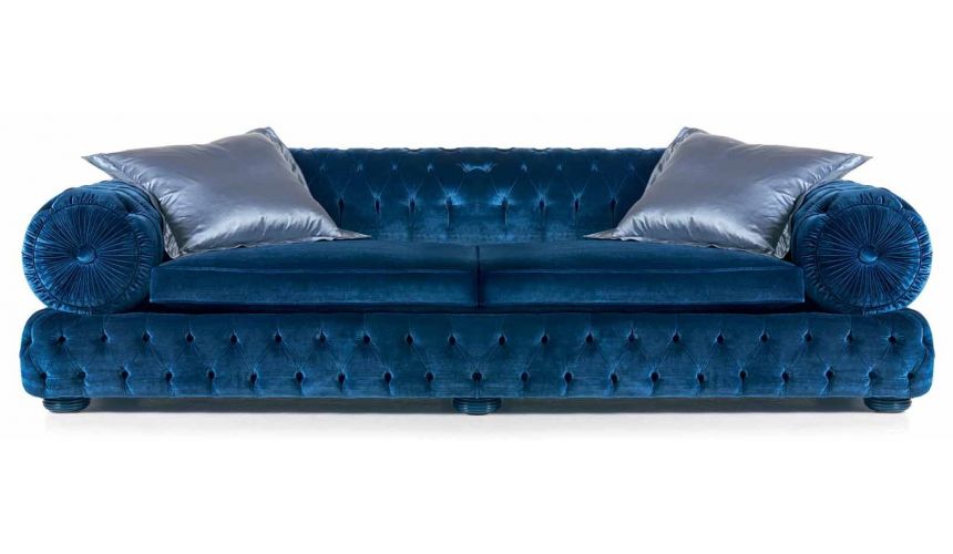 Rich Ruby Living Room Furniture Set, Royal Blue Leather Sofa