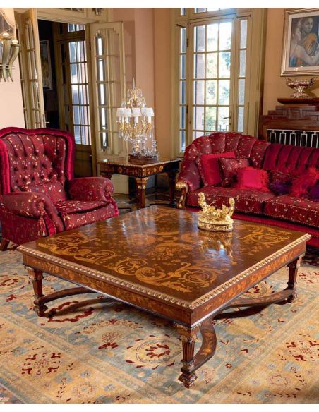 Deluxe Royal Rose and Country Side Flowers Living Room Furniture Set 