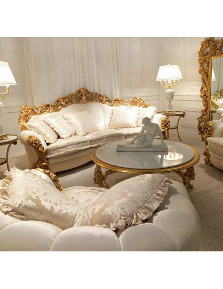 SOFA, COUCH & LOVESEAT High End Golden and Ruffled Angelic Living Room Furniture Set