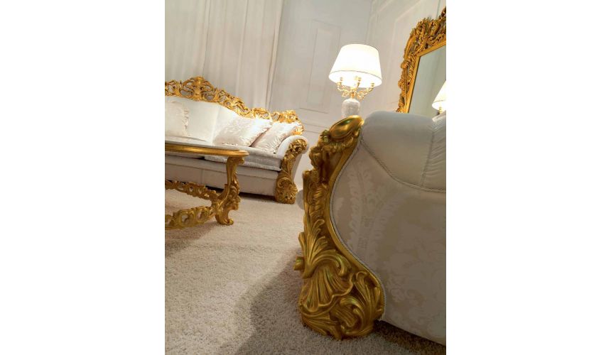 SOFA, COUCH & LOVESEAT High End Golden and Ruffled Angelic Living Room Furniture Set