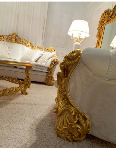 SOFA, COUCH & LOVESEAT High End Golden and Ruffled Angelic Living Room Furniture Set