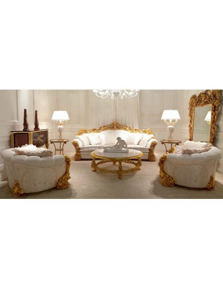 SOFA, COUCH & LOVESEAT High End Golden and Ruffled Angelic Living Room Furniture Set