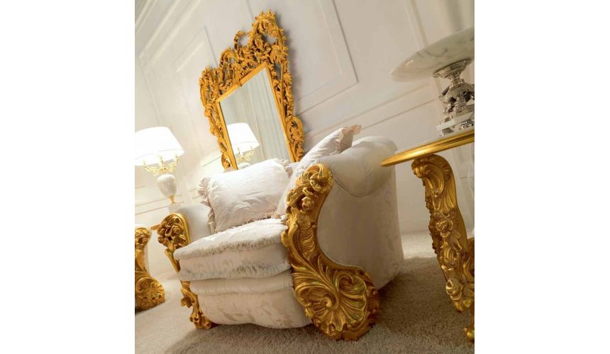 SOFA, COUCH & LOVESEAT High End Golden and Ruffled Angelic Living Room Furniture Set