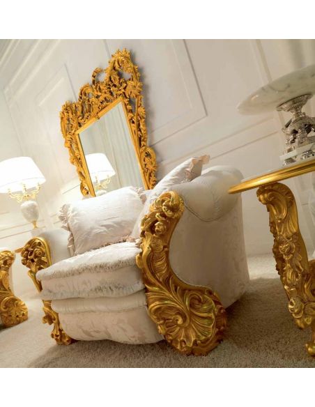 SOFA, COUCH & LOVESEAT High End Golden and Ruffled Angelic Living Room Furniture Set