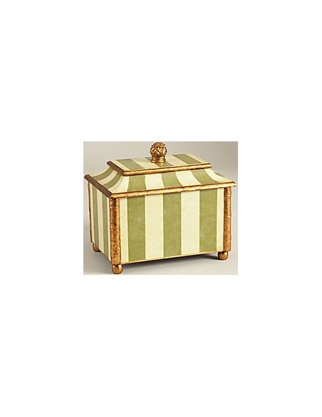 Green Striped Box with Gold Accents