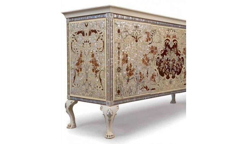 Luxurious mother-of-pearl inlaid sideboard cabinet