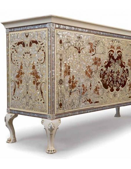Luxurious mother-of-pearl inlaid sideboard cabinet