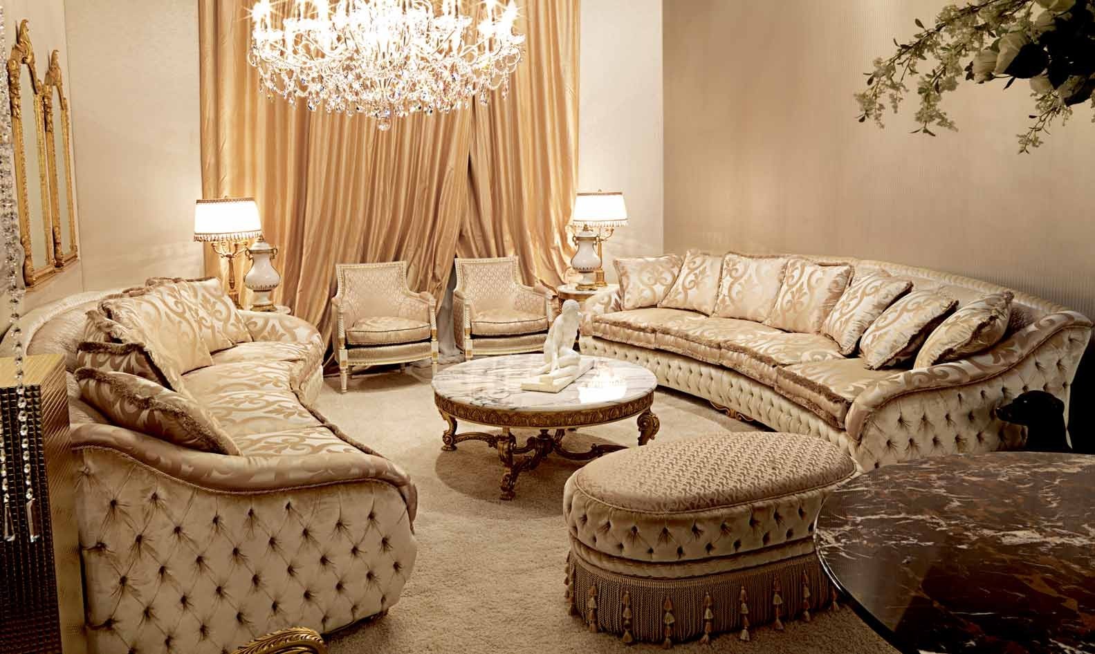 Elegant Plush Living Room Furniture Set, Elegant Living Room Sets