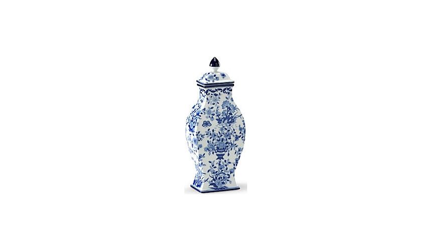 Decorative Accessories Floral Patterned Blue & White Vase