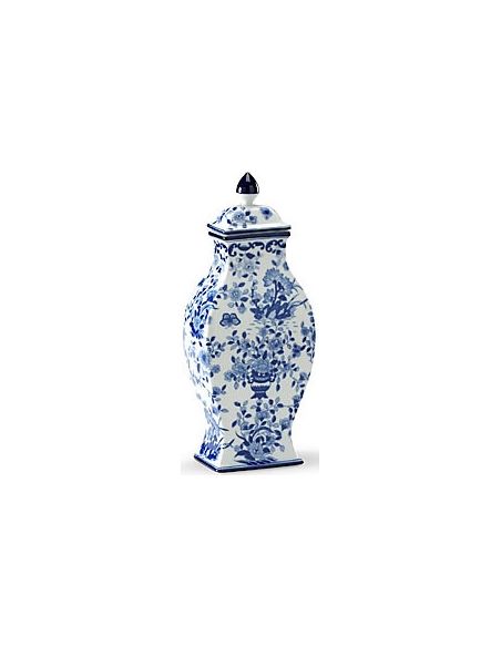 Floral Patterned Blue & White Vase