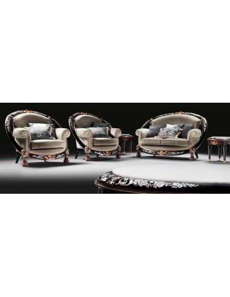 1 Unique and lavish Mother of pearl inlay living room set