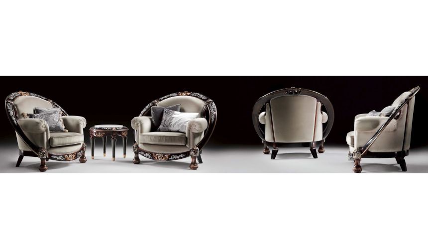 SOFA, COUCH & LOVESEAT 1 Unique and lavish Mother of pearl inlay living room set