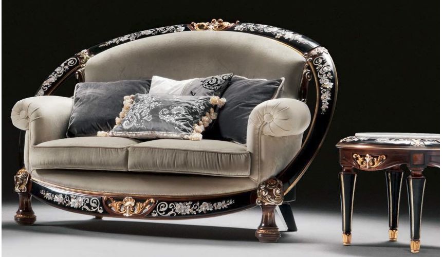 SOFA, COUCH & LOVESEAT 1 Unique and lavish Mother of pearl inlay living room set