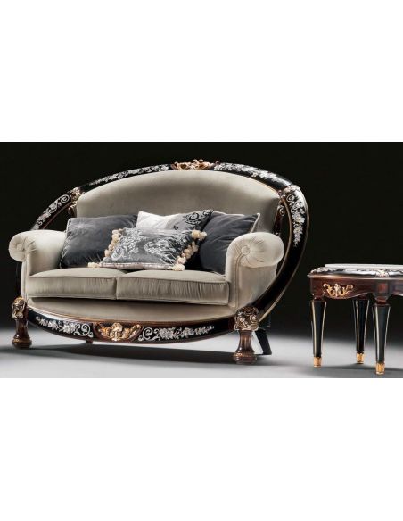 SOFA, COUCH & LOVESEAT 1 Unique and lavish Mother of pearl inlay living room set