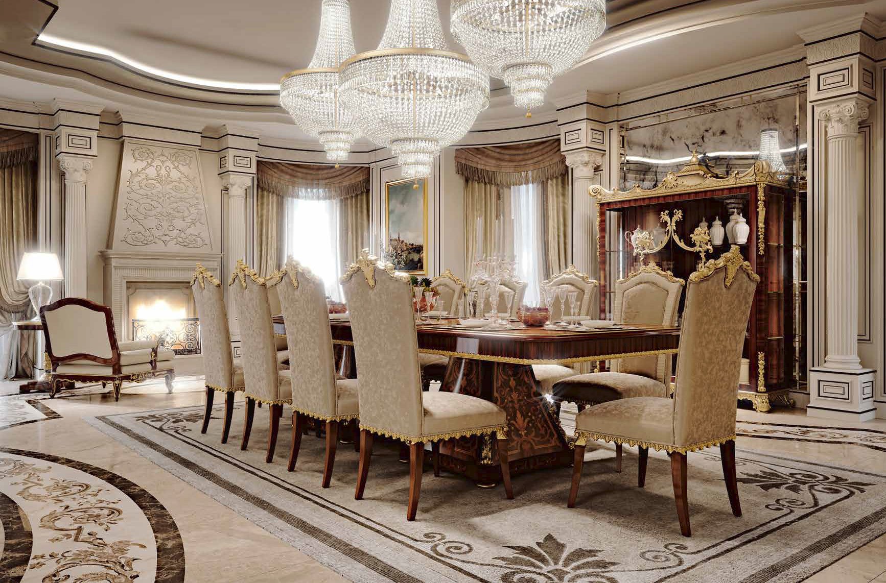 Dining Tables Luxurious White Gold of Winter Furniture Set