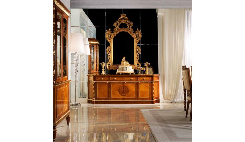 DINING ROOM FURNITURE Luxurious Golden Flames of Fire Furniture Set