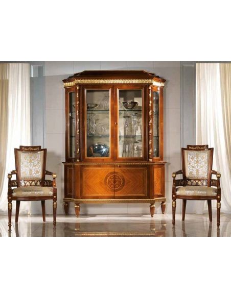 DINING ROOM FURNITURE Luxurious Golden Flames of Fire Furniture Set