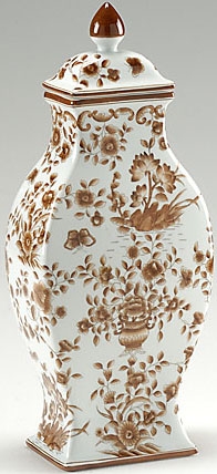 Decorative Accessories Brown Floral Vase with Lid