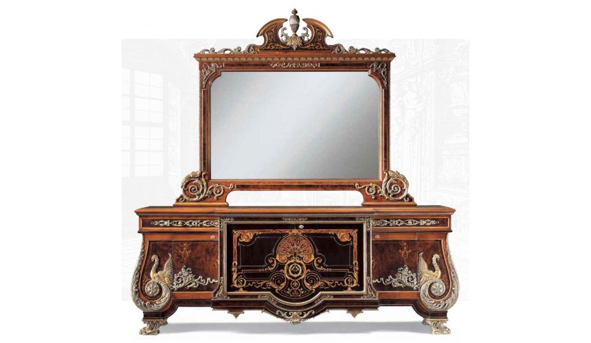Breakfronts & China Cabinets Exquisite empire style breakfront with mirror