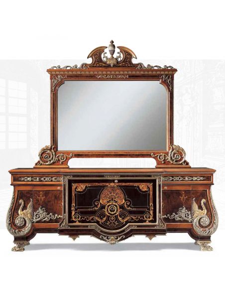 Breakfronts & China Cabinets Exquisite empire style breakfront with mirror