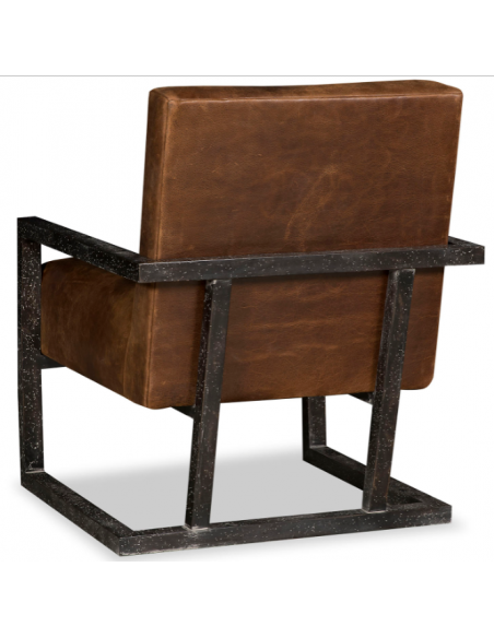 CHAIRS, Leather, Upholstered, Accent Deluxe Fire Pit Brown Accent Chair