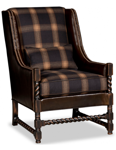 Elegant Dark Forest Plaid Accent Chair