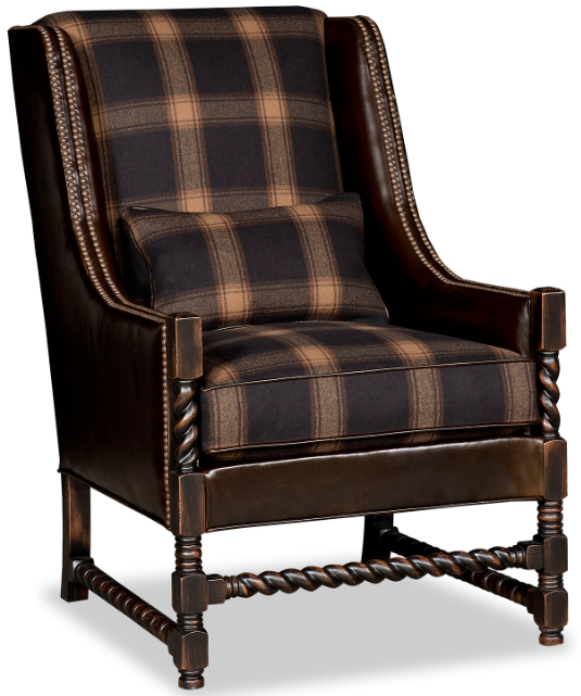 CHAIRS, Leather, Upholstered, Accent Elegant Dark Forest Plaid Accent Chair