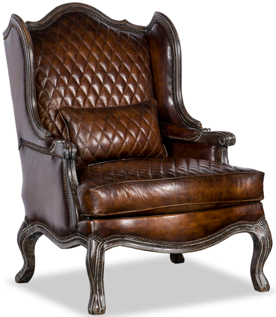 CHAIRS, Leather, Upholstered, Accent High End Classically Quilted Chocolate Accent Chair
