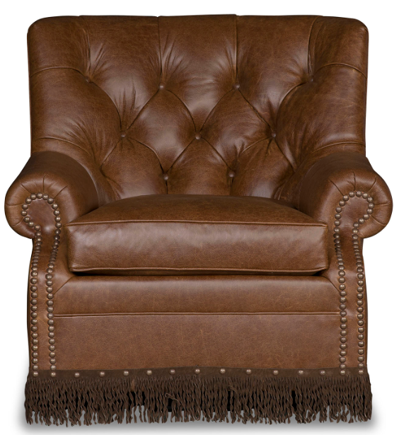 CHAIRS, Leather, Upholstered, Accent Classic and Flared Honey Brown Armchair