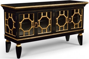 Breakfronts & China Cabinets Gold Tone Accented Cabinet