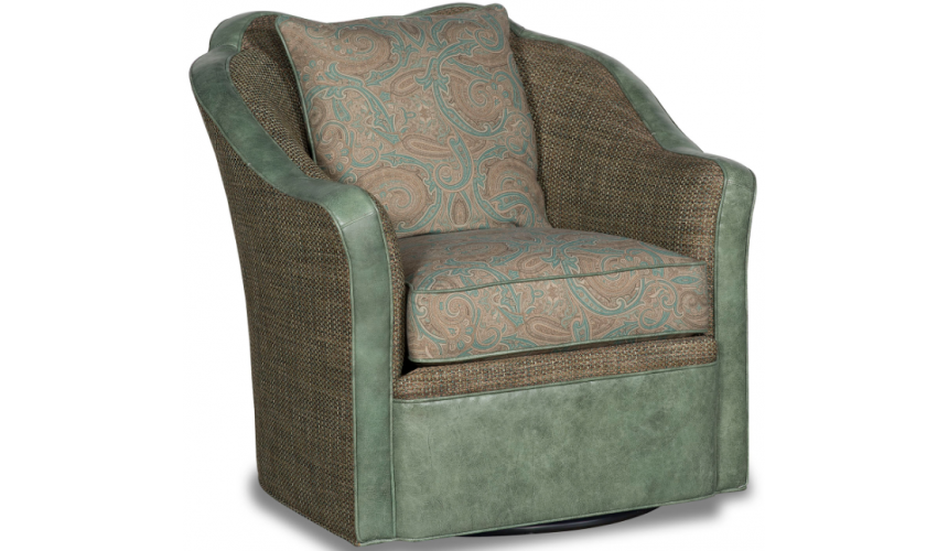 CHAIRS, Leather, Upholstered, Accent Gorgeous Emerald at the Center of the Earth Swivel Armchair