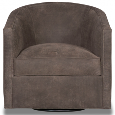 CHAIRS, Leather, Upholstered, Accent Classic and Chic Deep Mocha Swivel Armchair