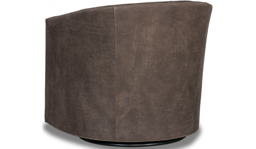 CHAIRS, Leather, Upholstered, Accent Classic and Chic Deep Mocha Swivel Armchair