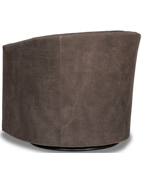 CHAIRS, Leather, Upholstered, Accent Classic and Chic Deep Mocha Swivel Armchair