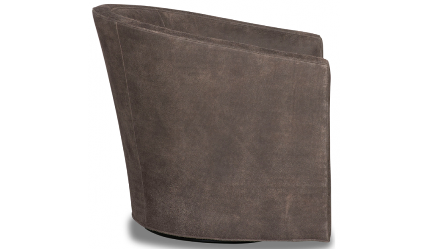 CHAIRS, Leather, Upholstered, Accent Classic and Chic Deep Mocha Swivel Armchair