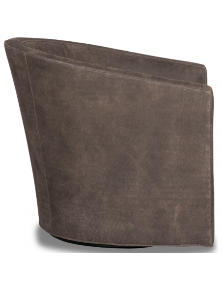 CHAIRS, Leather, Upholstered, Accent Classic and Chic Deep Mocha Swivel Armchair