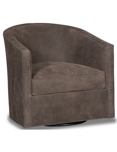 CHAIRS, Leather, Upholstered, Accent Classic and Chic Deep Mocha Swivel Armchair