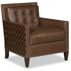 CHAIRS, Leather, Upholstered, Accent Luxurious Espresso and Checkers Armchair