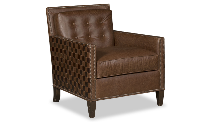 CHAIRS, Leather, Upholstered, Accent Luxurious Espresso and Checkers Armchair