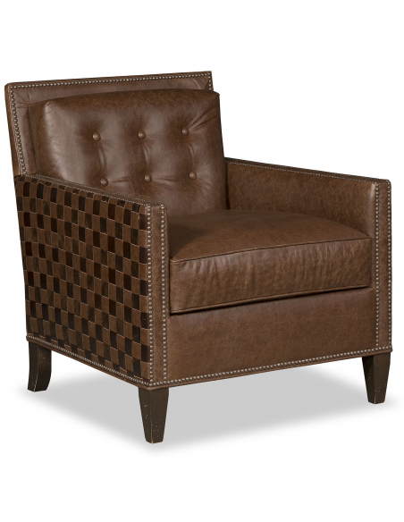 Luxurious Espresso and Checkers Armchair