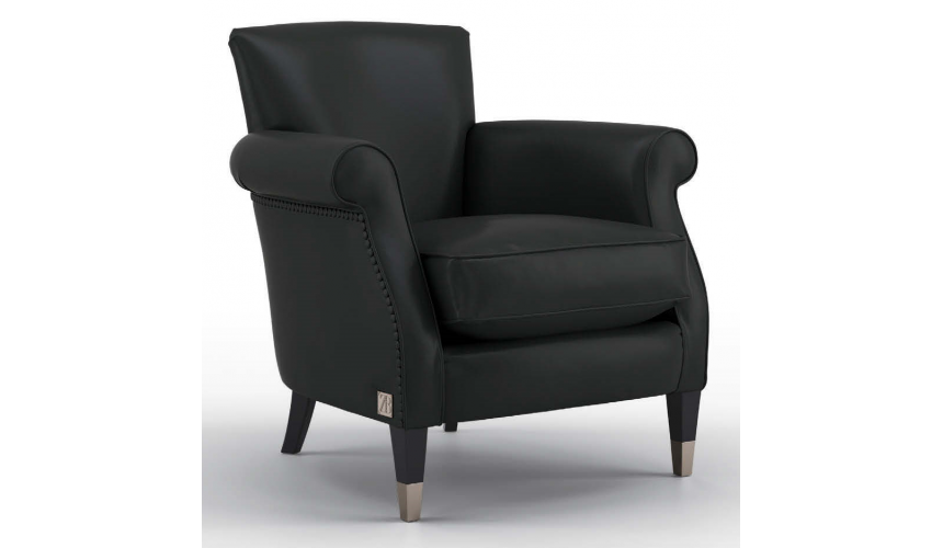 CHAIRS, Leather, Upholstered, Accent High End Midnight Obsidian Armchair