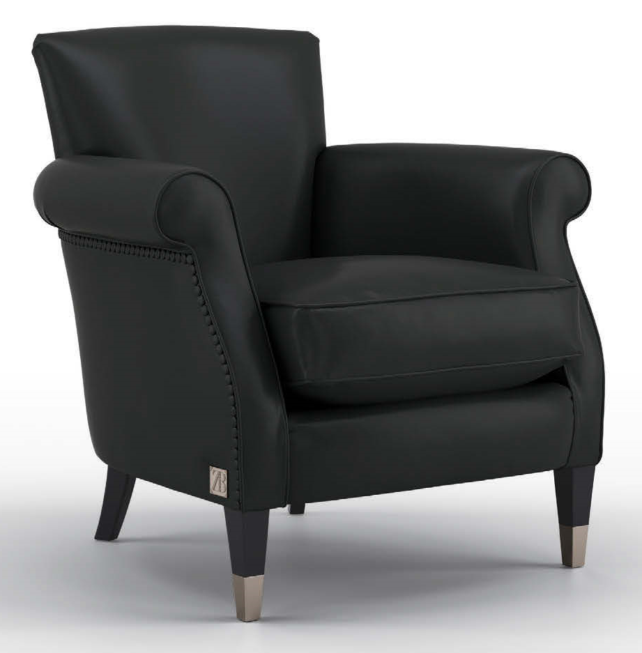 CHAIRS, Leather, Upholstered, Accent High End Midnight Obsidian Armchair