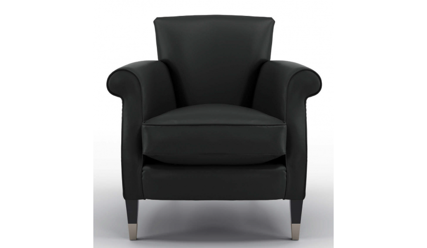 CHAIRS, Leather, Upholstered, Accent High End Midnight Obsidian Armchair