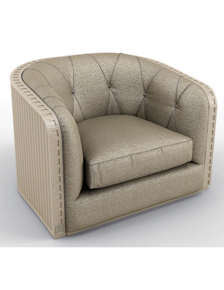 CHAIRS, Leather, Upholstered, Accent Deluxe Strobed in Moonlight Armchair