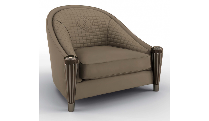 CHAIRS, Leather, Upholstered, Accent Luxurious Italian Olive Armchair