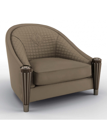 CHAIRS, Leather, Upholstered, Accent Luxurious Italian Olive Armchair