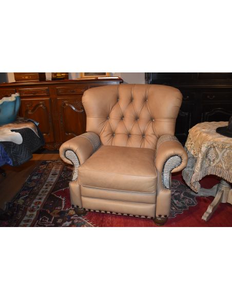 Leather and Gator Hide Churchill Tufted Recliner Chair 6622