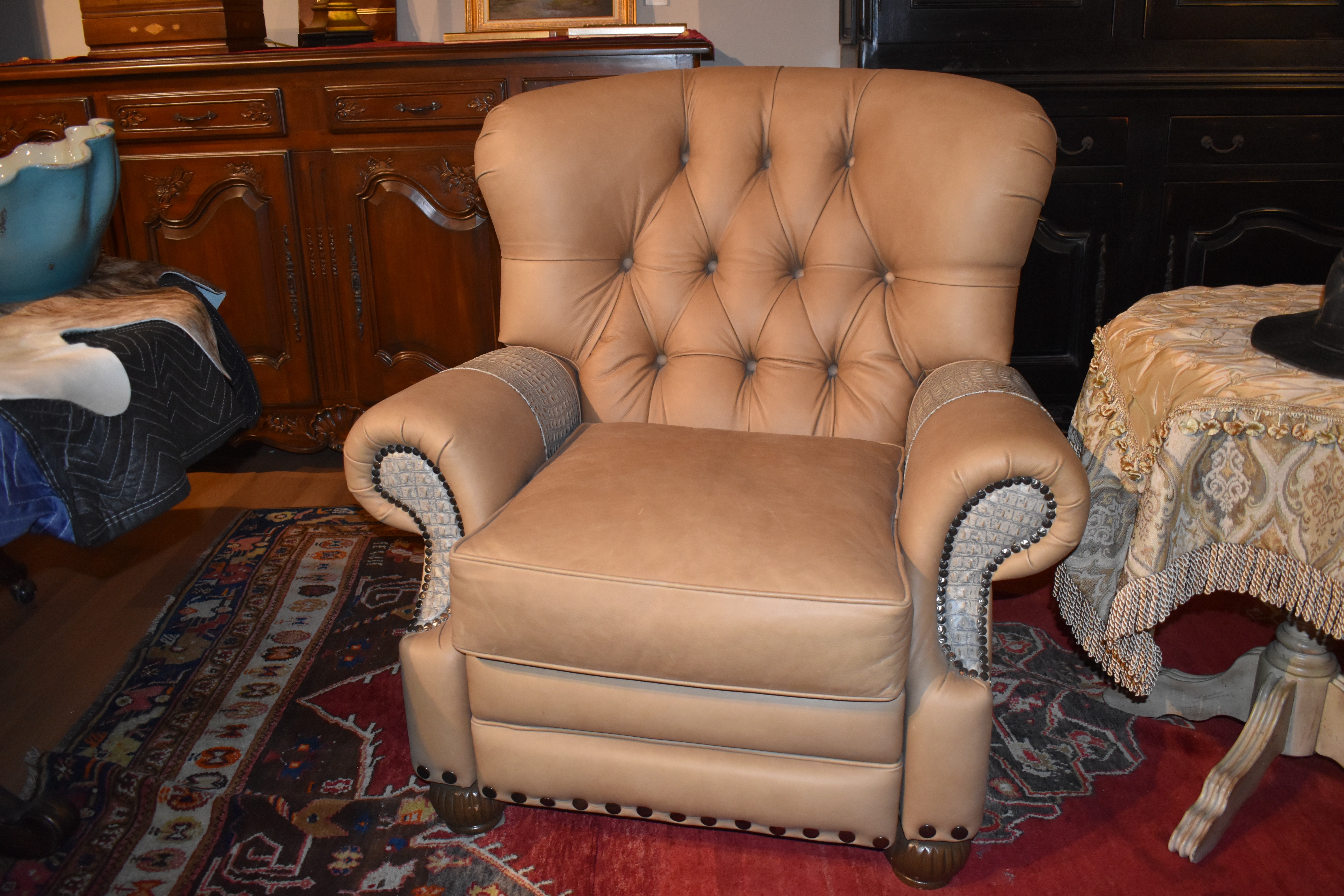 MOTION SEATING - Recliners, Swivels, Rockers Leather and Gator Hide Churchill Tufted Recliner Chair 6622